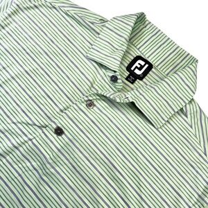 FootJoy Performance Golf Polo Shirt Striped Woodland Hills Club Green Gray‎ Lg